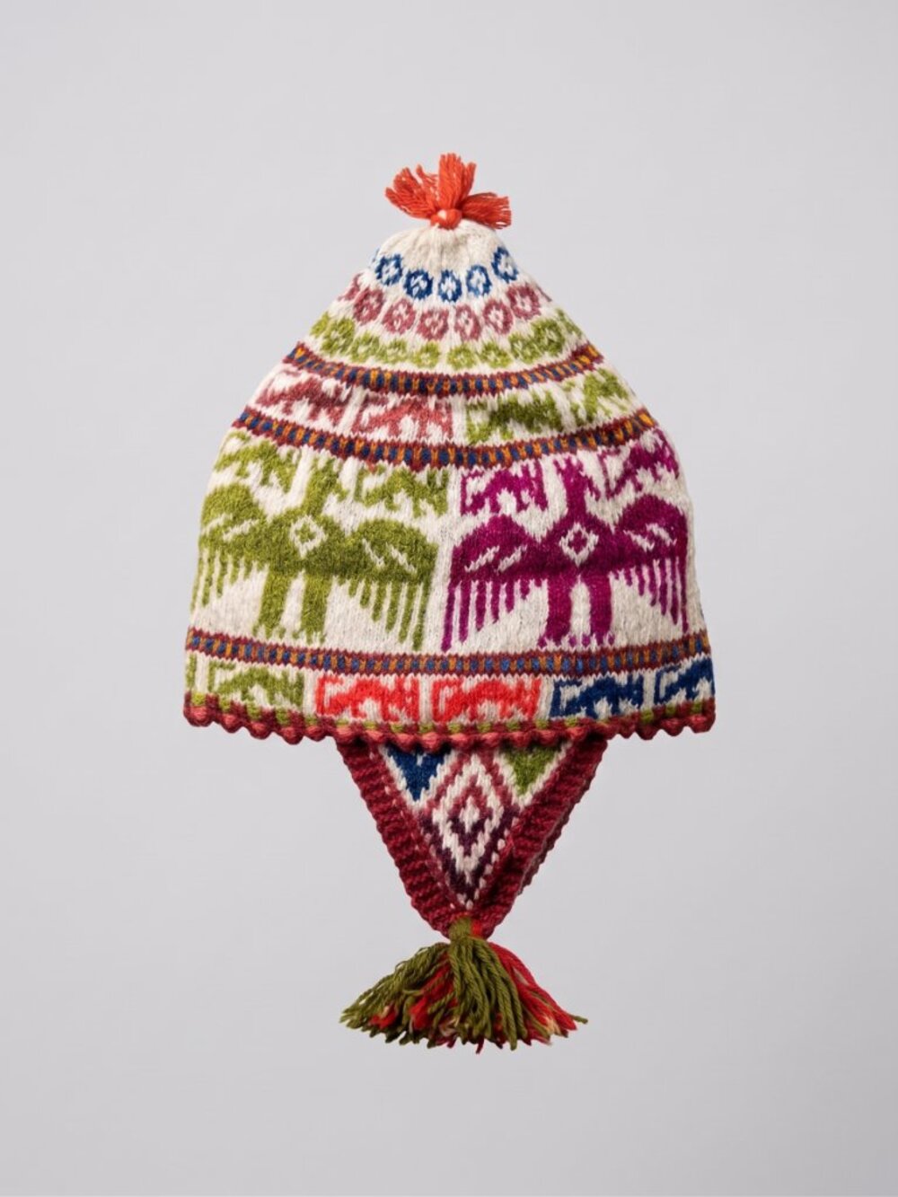 Traditional Andean Knitted Sheep's Wool Chullo – Warm Winter Condor Design